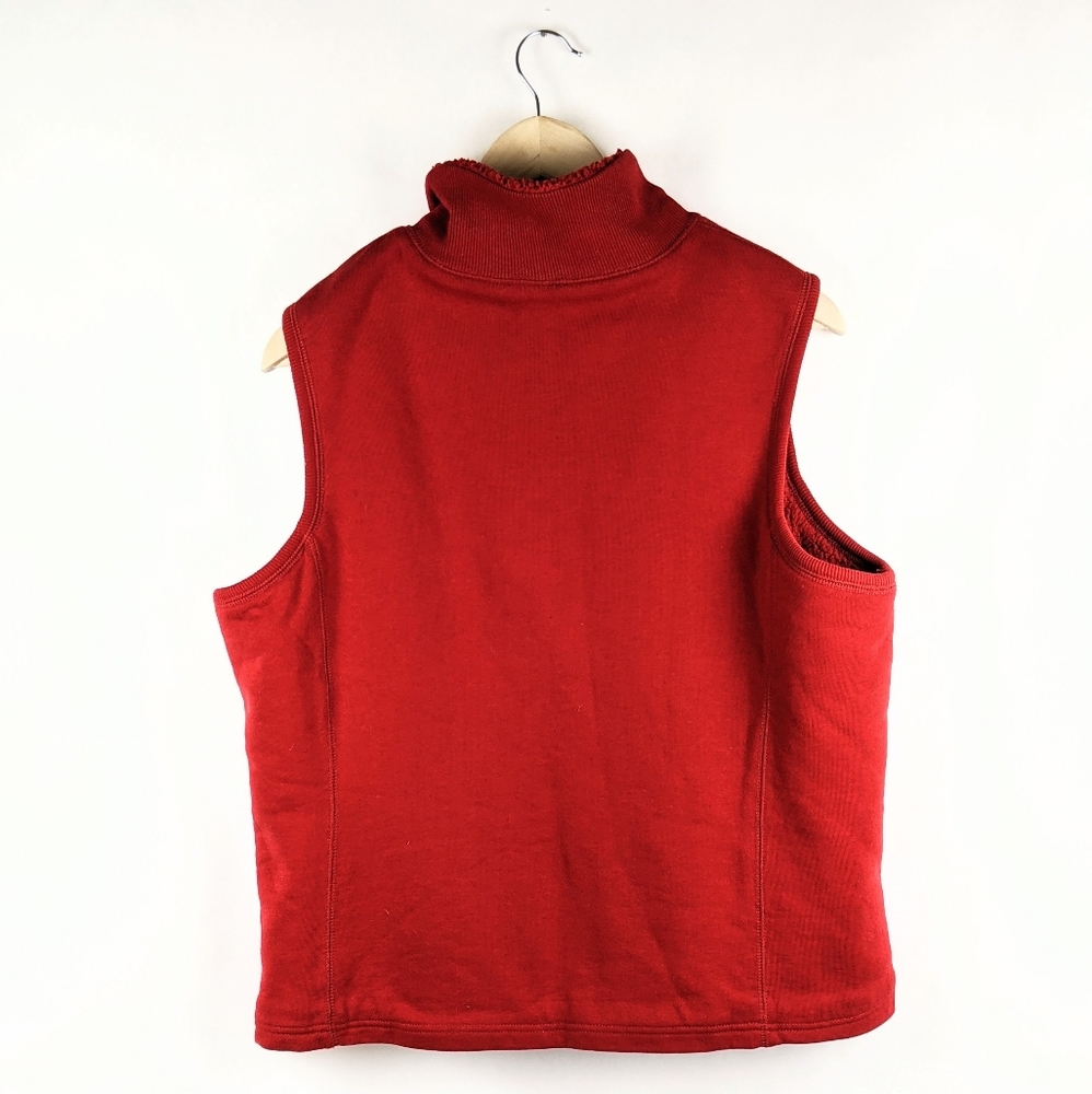 Coldwater Creek Red Fleece Zip-up Sleeveless Vest - Picture 3 of 4